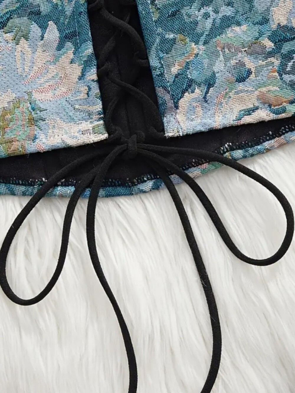 NEW Floral Strapless Corset Top in Teal & Blue - Picture 5 of 5